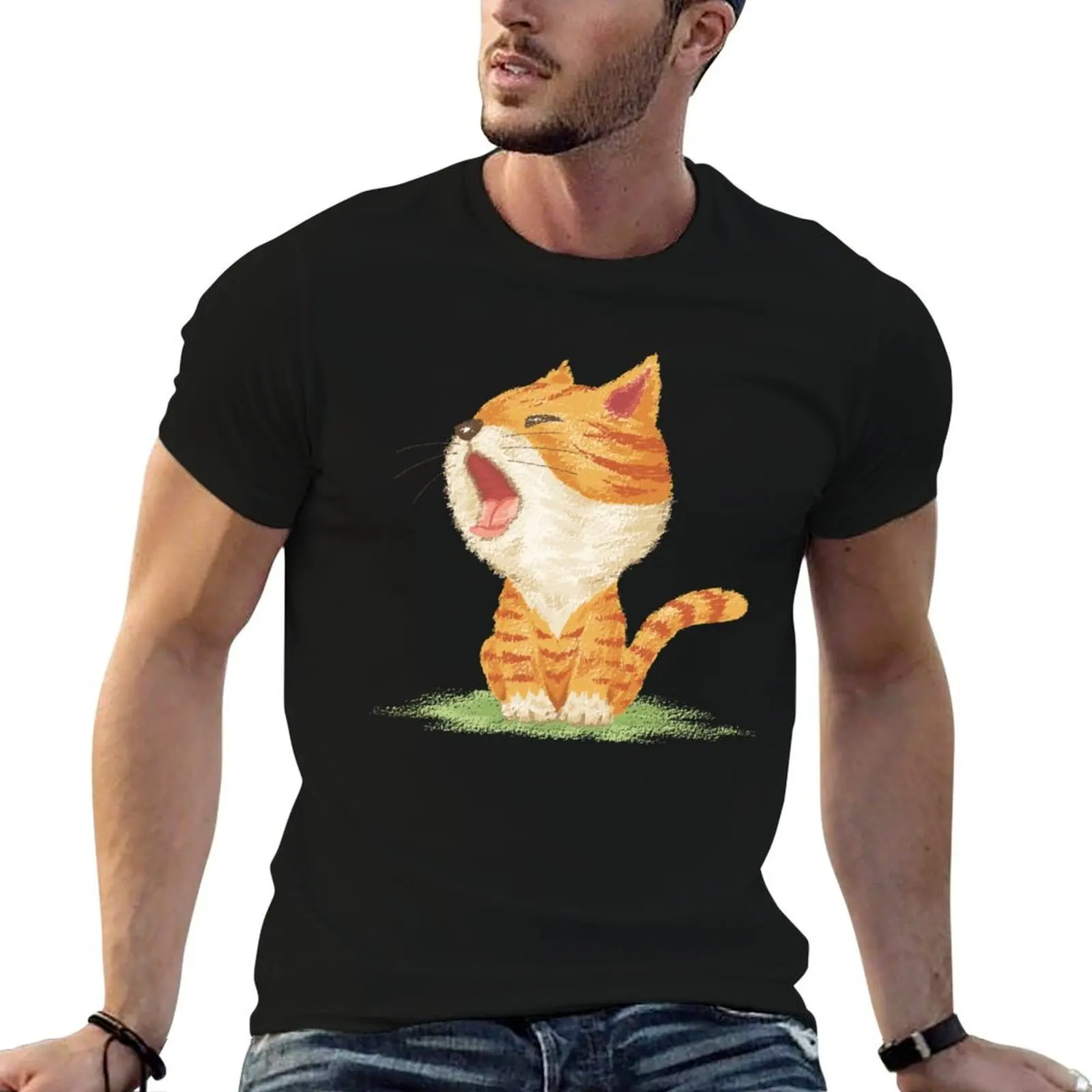 

Tabby to yawn T-Shirt man t shirt cotton cotton t shirts high quality T-Shirt