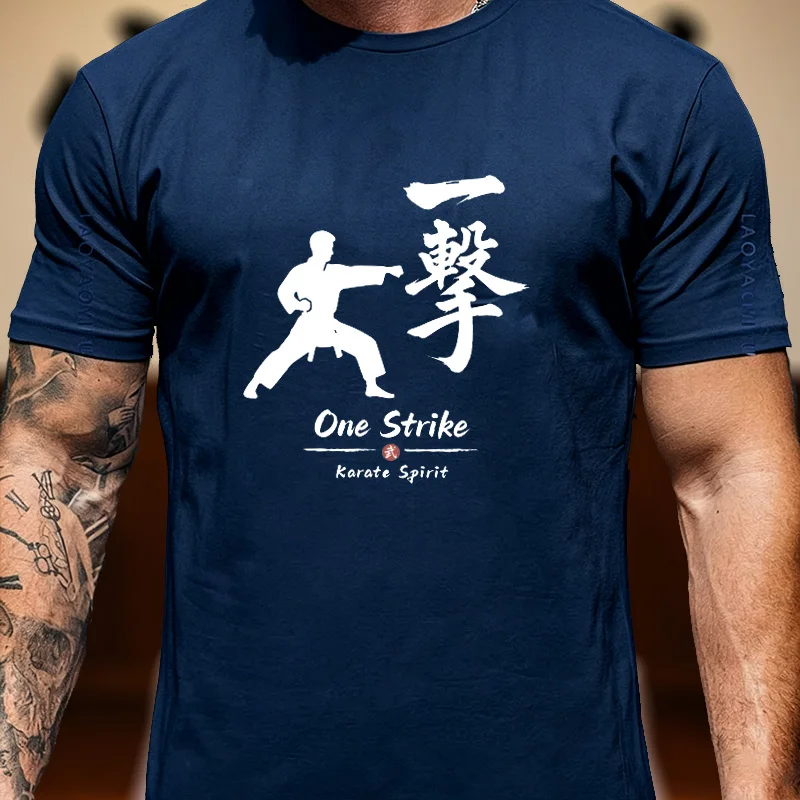 Karate Kanji One Strike Martial Arts Fighter Graphic T Shirt Unisex Men Women Cotton Dojo Training Top