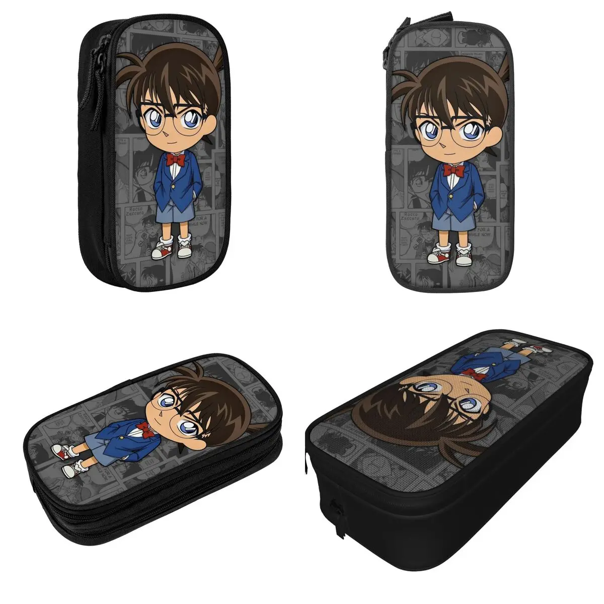 Imagem -02 - Detective Conan Anime Lápis Cases Edogawa Japão Lápis Cases Pen Holder Grande Capacidade Bolsas Material Escolar Papelaria