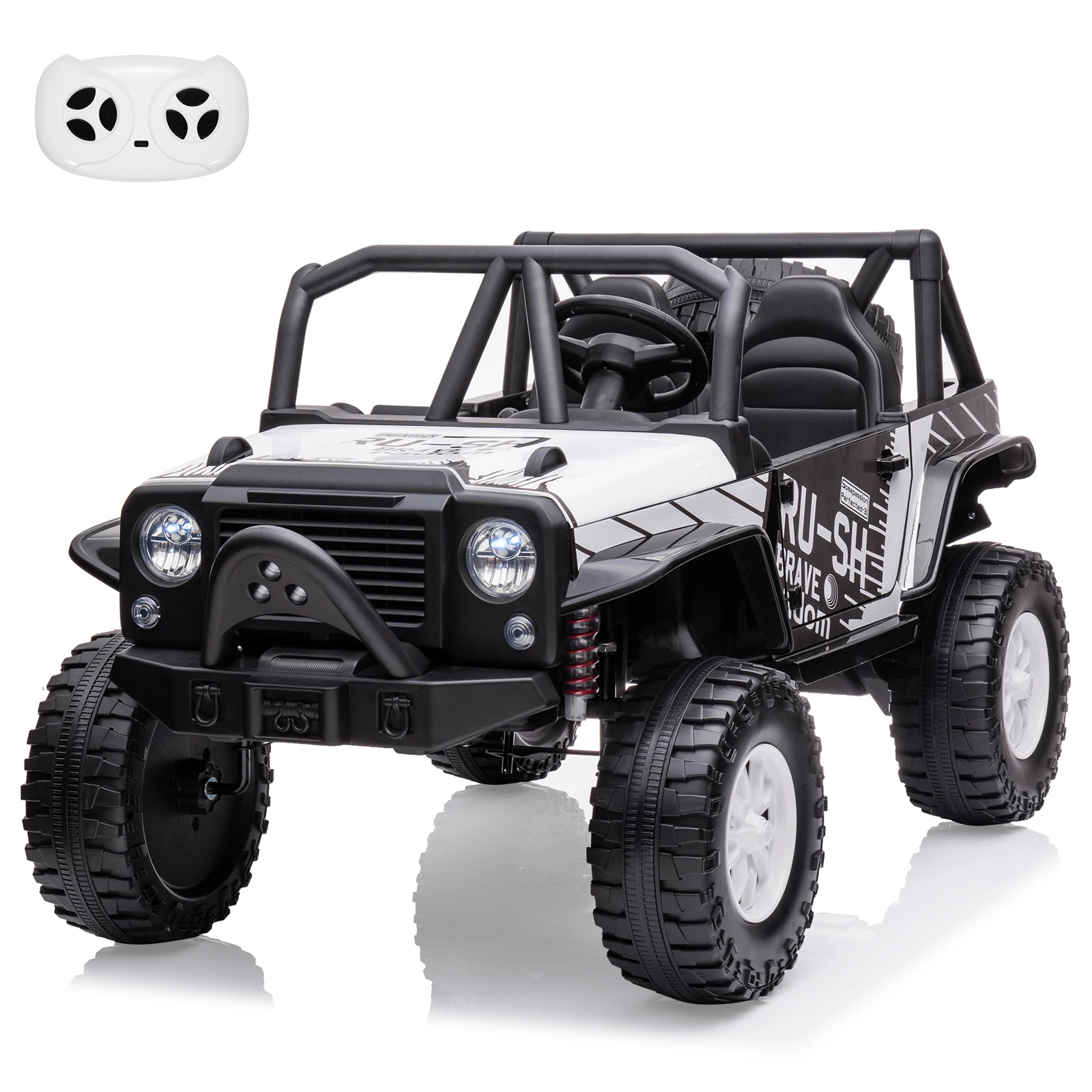Jouets de tour 24V, Jeep pour enfants 2 places avec lumières LED, siège Extra large de 19 pouces, 2 moteurs, Suspension à ressort à 4 roues, voiture électrique