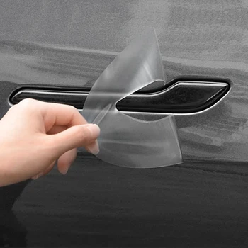 For Tesla Model 3 Model Y 2017-2023 Door Handle Scratch Protector - Reverse Door Handle Paint Protective TPU Film Car Clothing