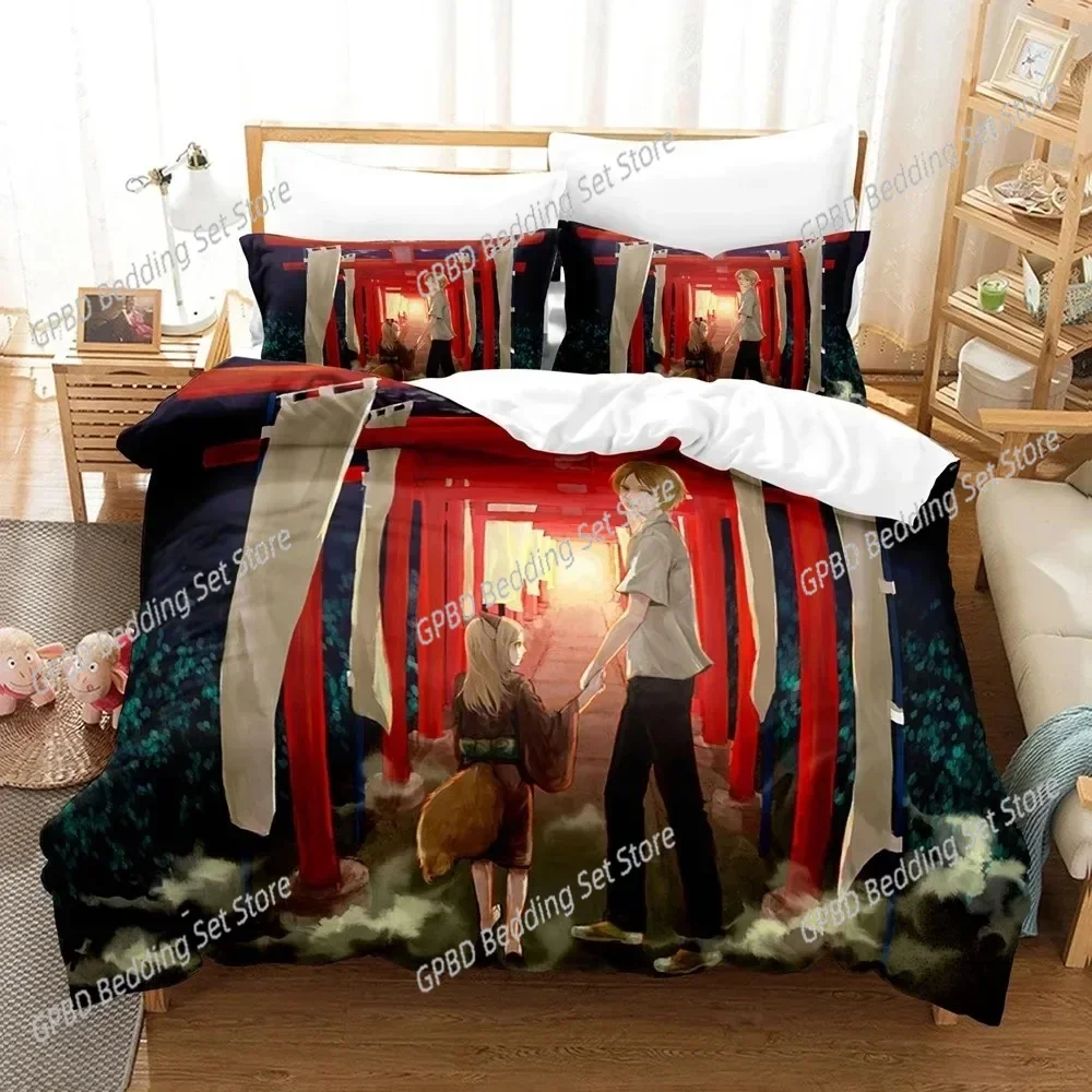 Natsume's Book of Friends Anime Duvet Cover Set with Pillow Case Comforter Bedding Set Quilt Cover Queen King Couple Single Bed
