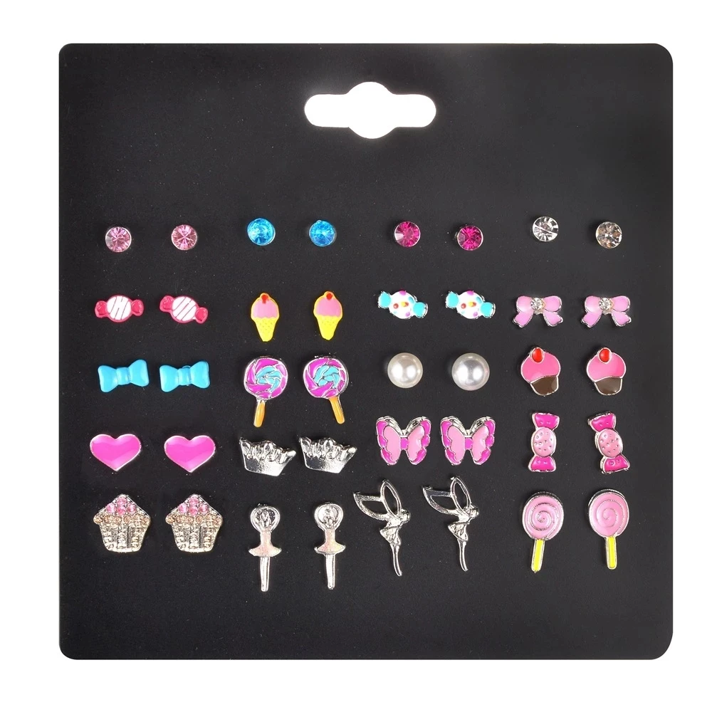 Multi PRS Sets Colorful Stud Earrings Mermaid Unicorn Cute Earring Set Christmas Gift for Kids Girls