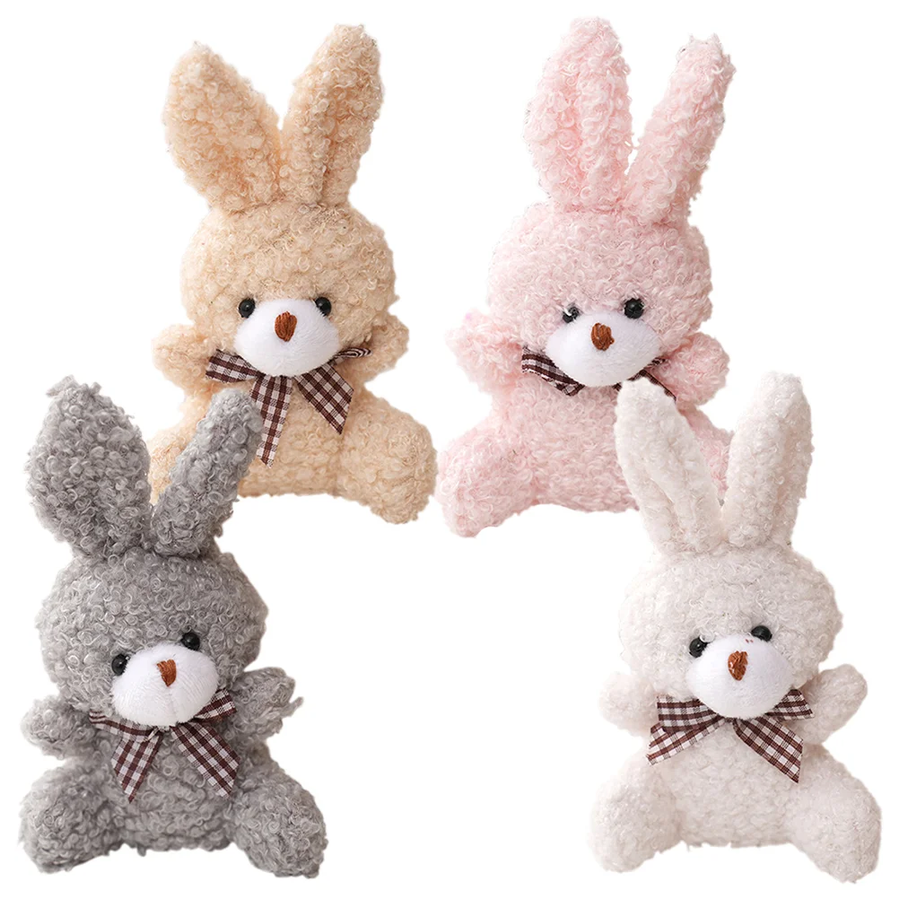 4 Pcs Bunny Rabbit Plush Keychain Child Baby Toys Pp Cotton Hanging Stuffed
