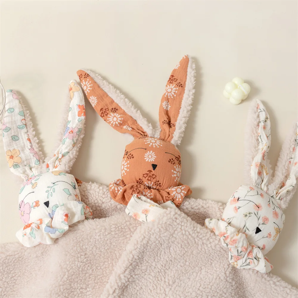 Baby Cotton Toys Security Tag Cute Bunny Blanket Comforter Rabbit Soothe Appease Towel Newborn Baby Shower Gift Doudou Towel