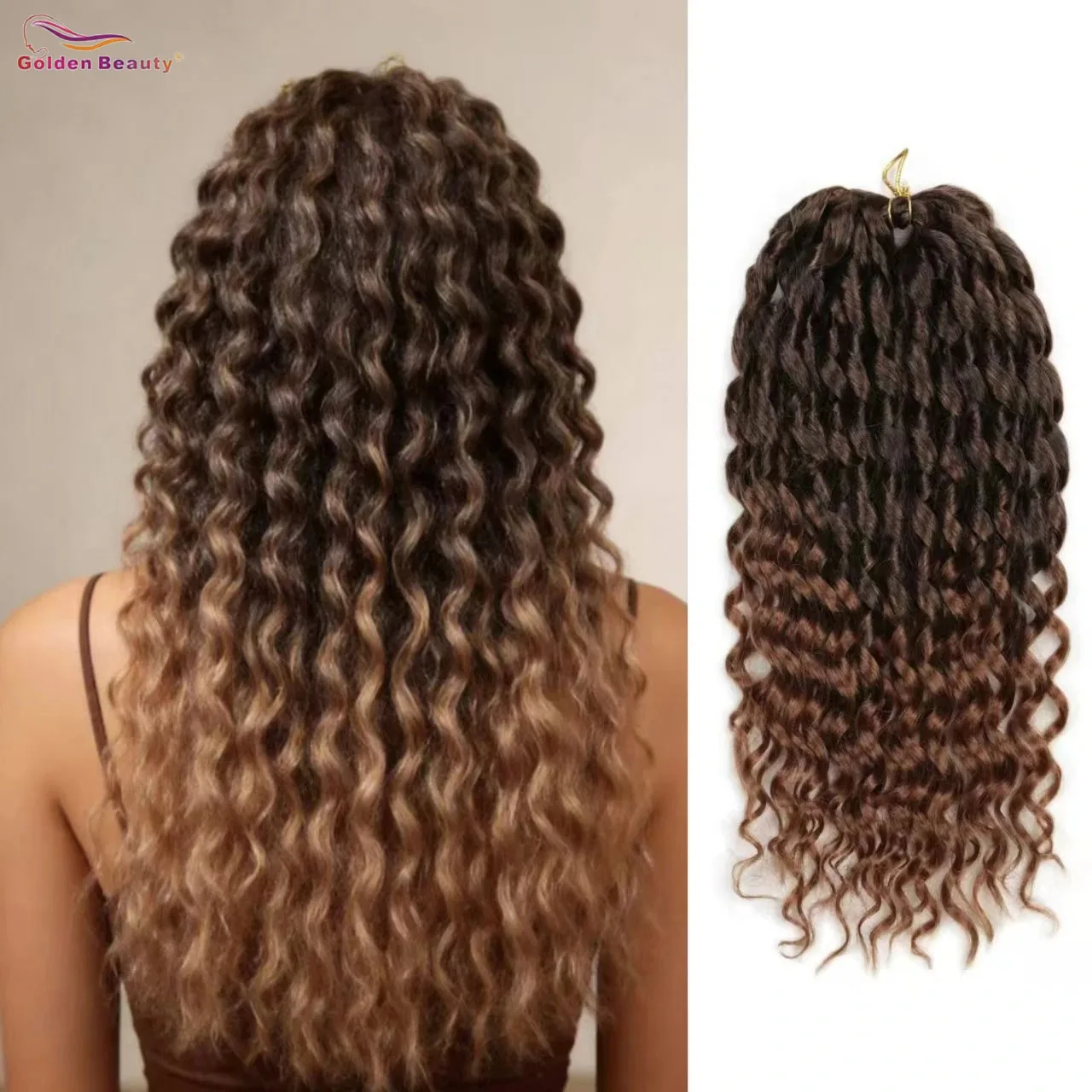 16 Inch Pre-looped Loose Deep Wave Twist Crochet Braids 90g 36 Strands, Synthetic Wavy Braiding Hair Extensions,
