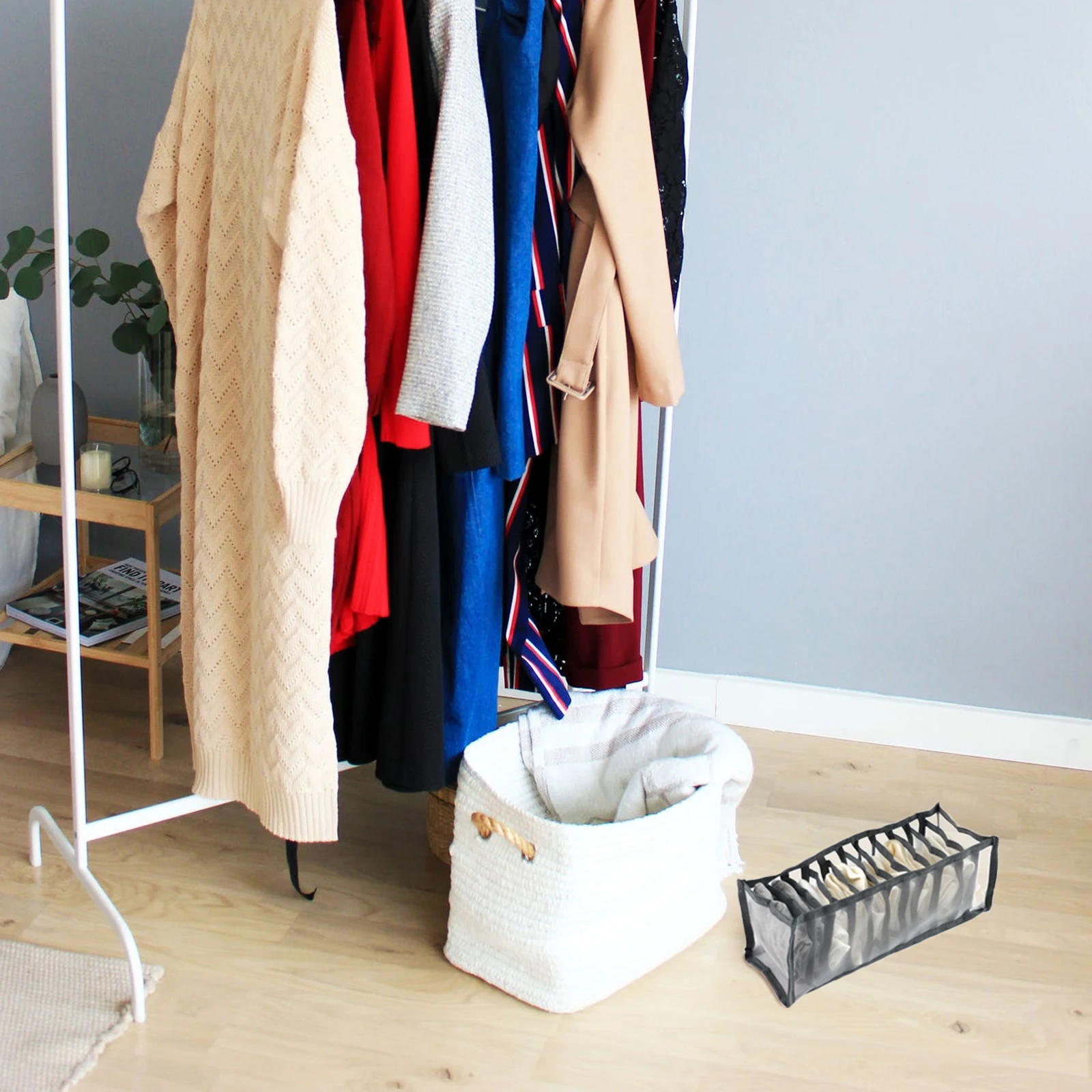 

3Pcs Socks Storage Boxes Multi-Grid Organizer for Underwear Ties and Small Garments Socks Storage Boxes