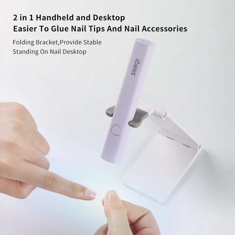 Portable Mini UV LED Nail Lamp Cordless Handheld Nail Dryer Stand 2 Timer Settings Professional Fast-Drying Phototherapy Tools