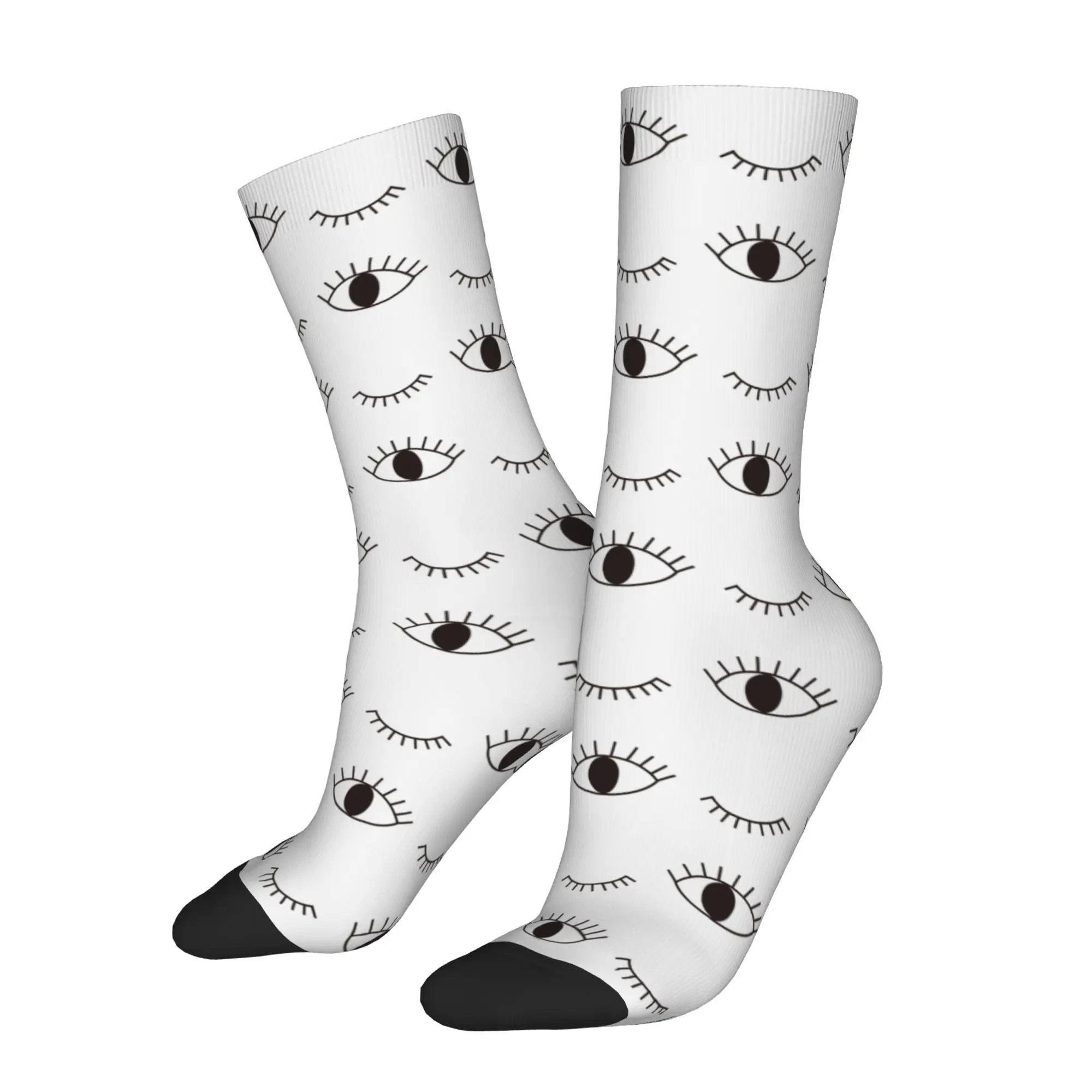 Cute Eyes Socks Men Women Wink Eyelash Open and Closed Eyes Socks Novelty Spring Summer Autumn Winter Middle Tube Socks Gift