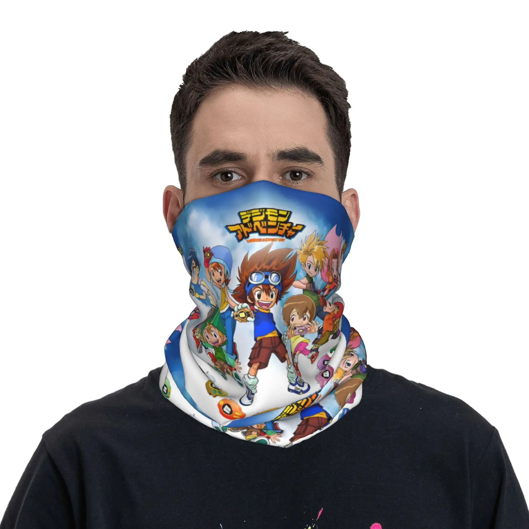 Anime Manga Digimon Japane  Winter Headband Neck Warmer Women Men Hiking Running Tube Scarf Video Game  Face Bandana Gaiter