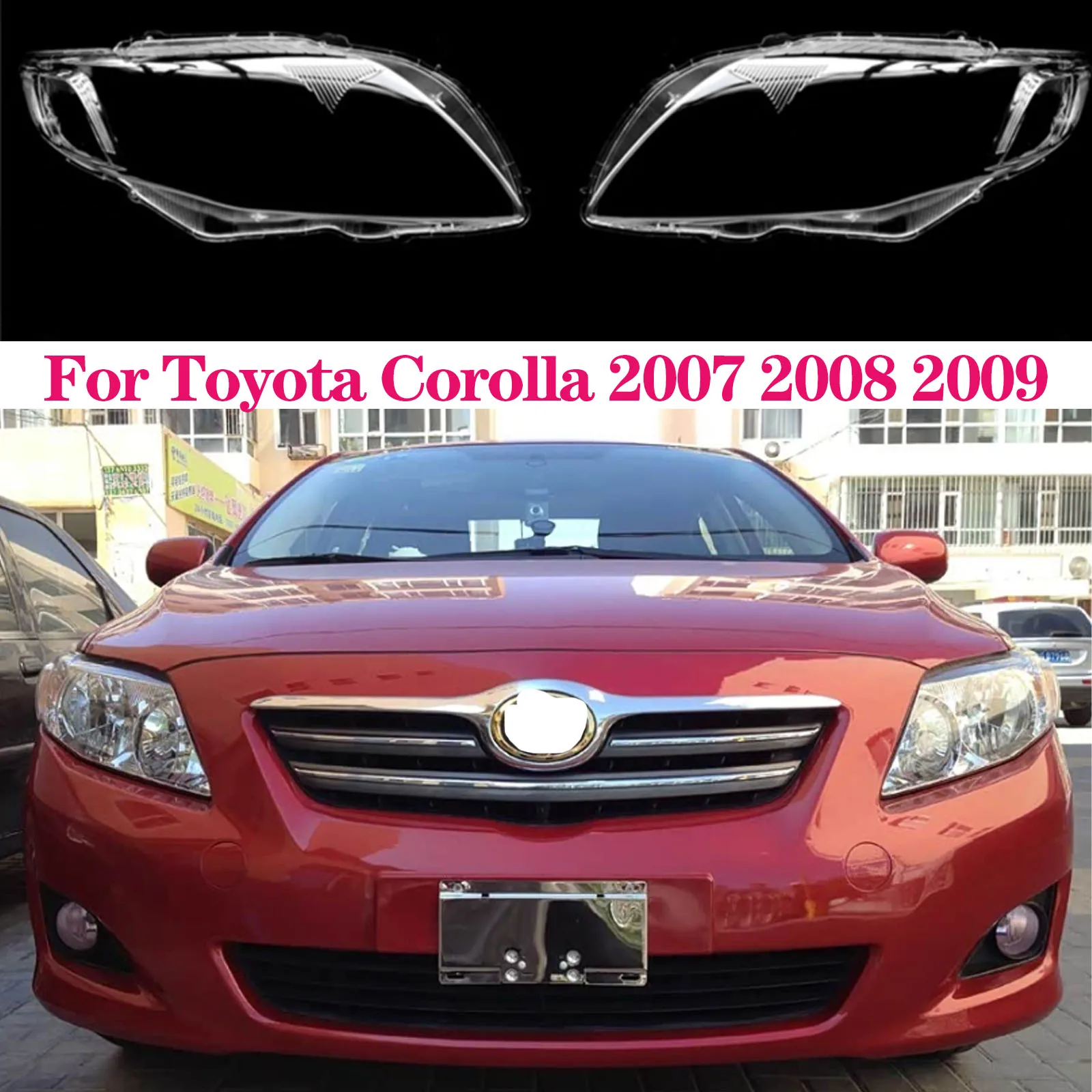 1x/2xFor Toyota Corolla 2007 2008 2009 Headlamp Transparent Cover Headlight Shell Lens Replace The Original Lampshade Plexiglass