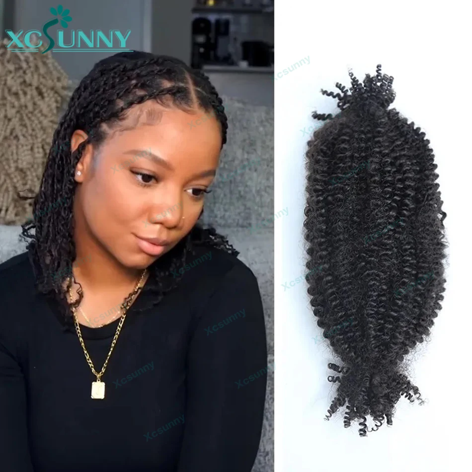 Human Hair Kinky Curly Twist Hair Extensions For Braids Double Drawn Natural Twist Braids Human Hair Locs Crochet Hair No Weft