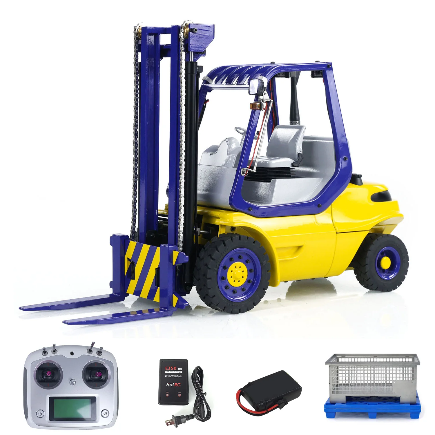 Toys 1/14 Scale RTR RC Hydraulic Forklift Wheeled Transfer DIY Painted Assembled Car Fork Lift Truck Light Sound Model THZH1983