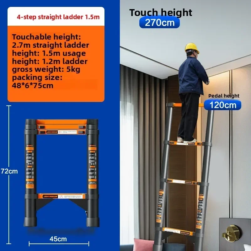 Home, Outdoor, Indoor, Folding, Telescopic, Herringbone Ladder, Thickened, Anti slip Engineering, Decoration, Straight Ladder