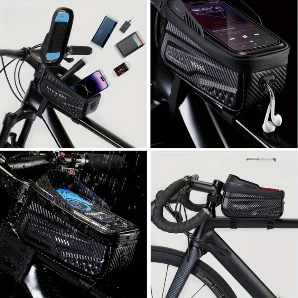 Bicycle Top Tube Bag, Frame Bag, Hard Shell Bag, Waterproof Mountain Bike Mobile Phone Bag, Saddle Bag, Cycling Equipment