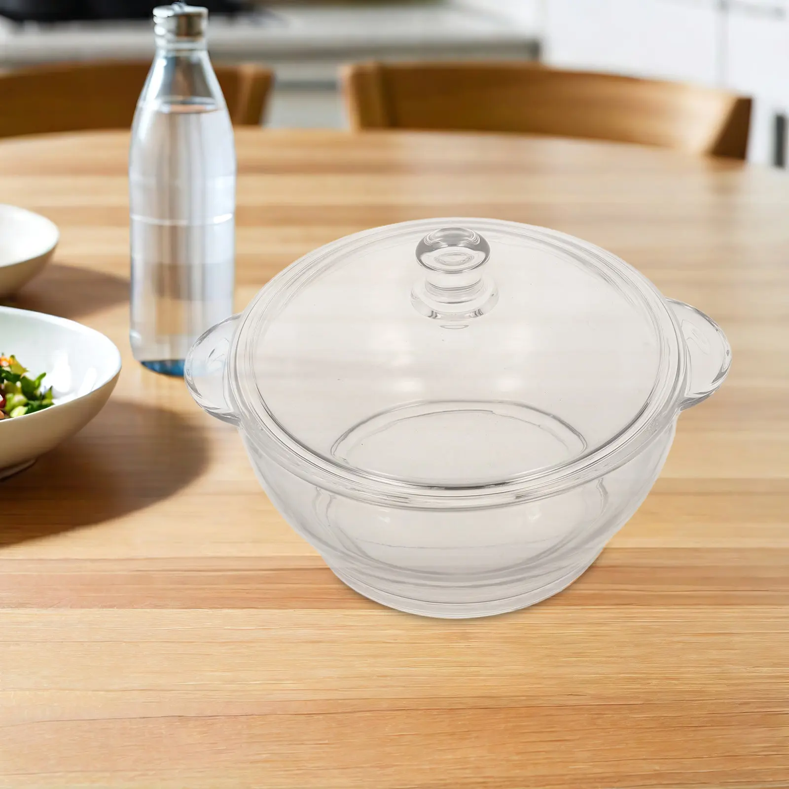 

Стеклянная кастрюля для тушения с двумя ручками, 1.5 л, термостойкая, с крышкой, для приготовления пищи, для духовки, прозрачная, многофункциональная