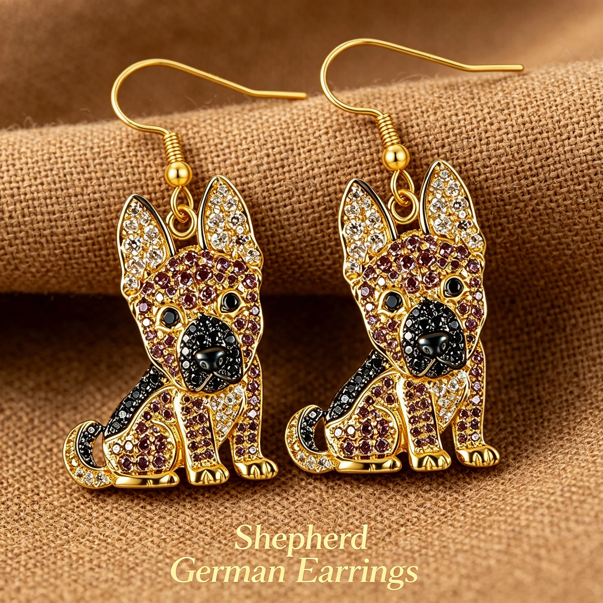 Cute German Shepherd Puppy Drop Earrings Zinc Alloy Sparkling Synthetic Cubic Zirconia Dog Lover Casual Daily Wear Gift