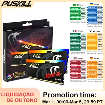 PUSKILL Memoria RAM RGB DDR3 8GBx2 1600MHz 12800S Udimm Dual Channel DIMM Desktop Memory Rams