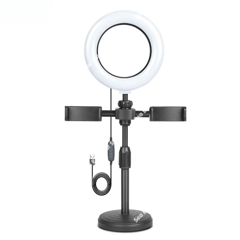 Dual-position mobile phone holder for live Internet celebrity live streaming hosting, beauty filling light holder