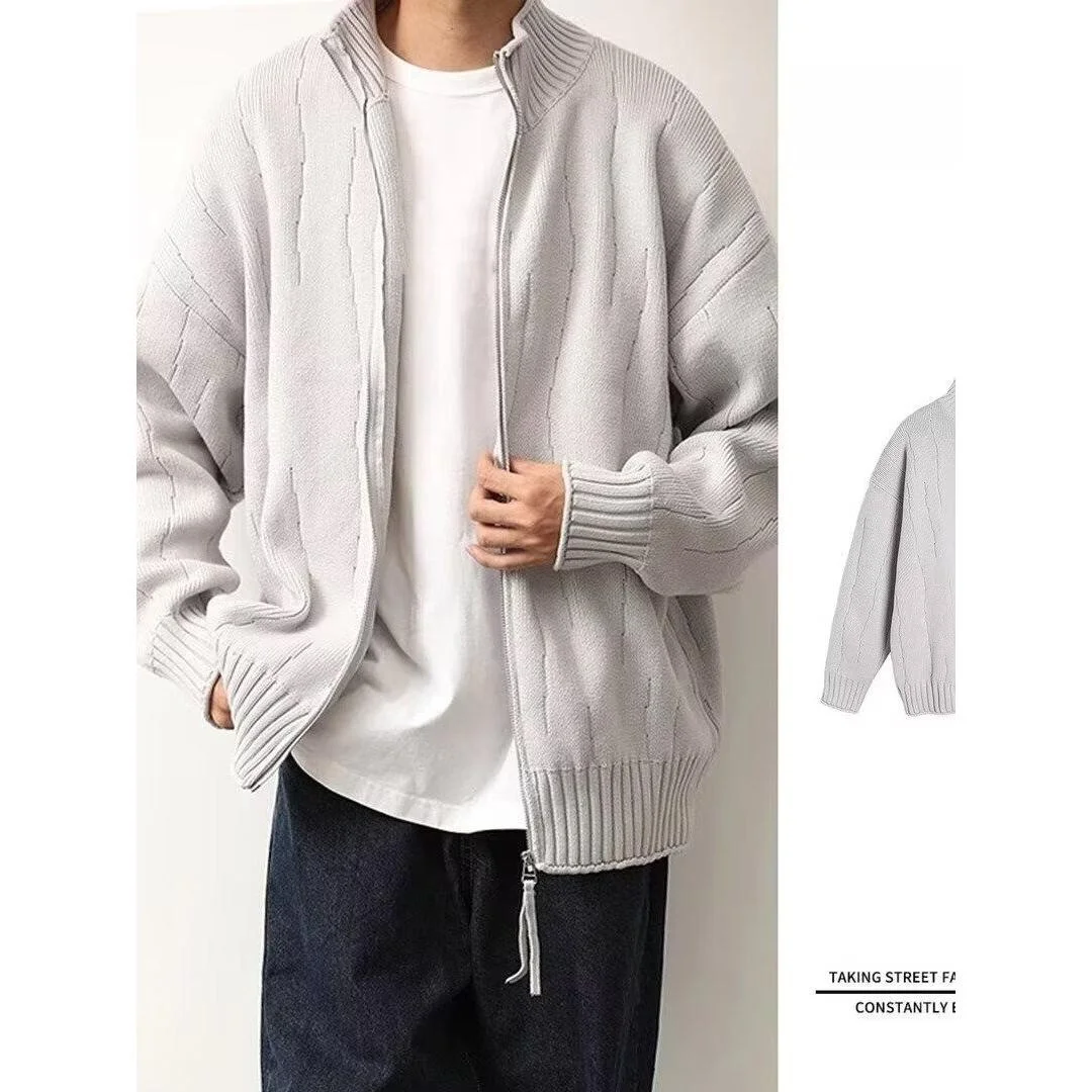 

Осень-зима, вязаный кардиган с V-образным вырезом, мужской повседневный кардиган, чистый цвет, ленивая мода, полиэфирное волокно, мягкий, удобный, стандартного кроя