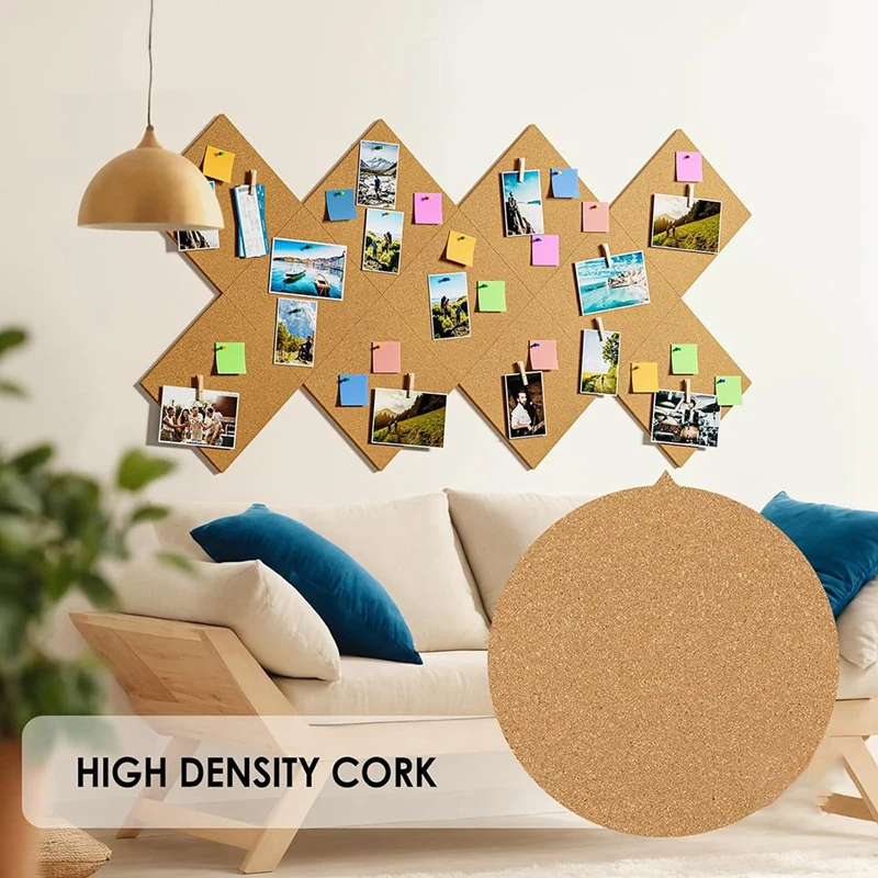 12Inch X 12Inch Cork Tiles, 6 Pack Cork Boards For Wall With Safe Removable Adhesive Tabs, Large Cork Bulletin Boards