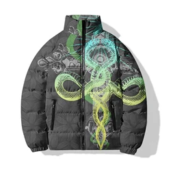 Coole heren pufferuil heren koude jas voor winterjassen Man Poolvos Fashion Design Rozen Slang 3D-printen Nieuw in donsjassen