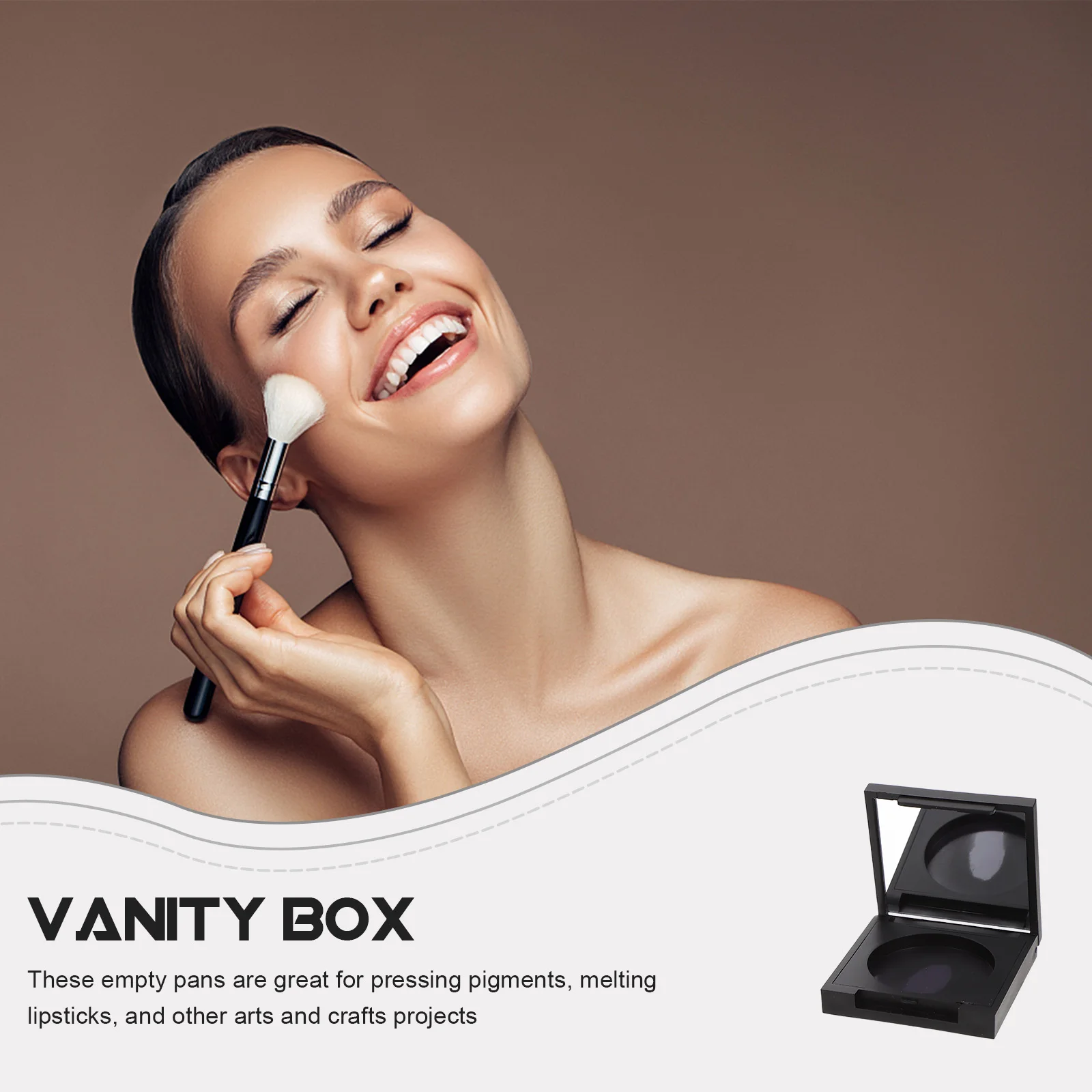 

4pcs Mute Black Square Round Inside Mirror Blush Eyeshadow Containers Plastic Compact Size Empty Pans for Travel Daily Use