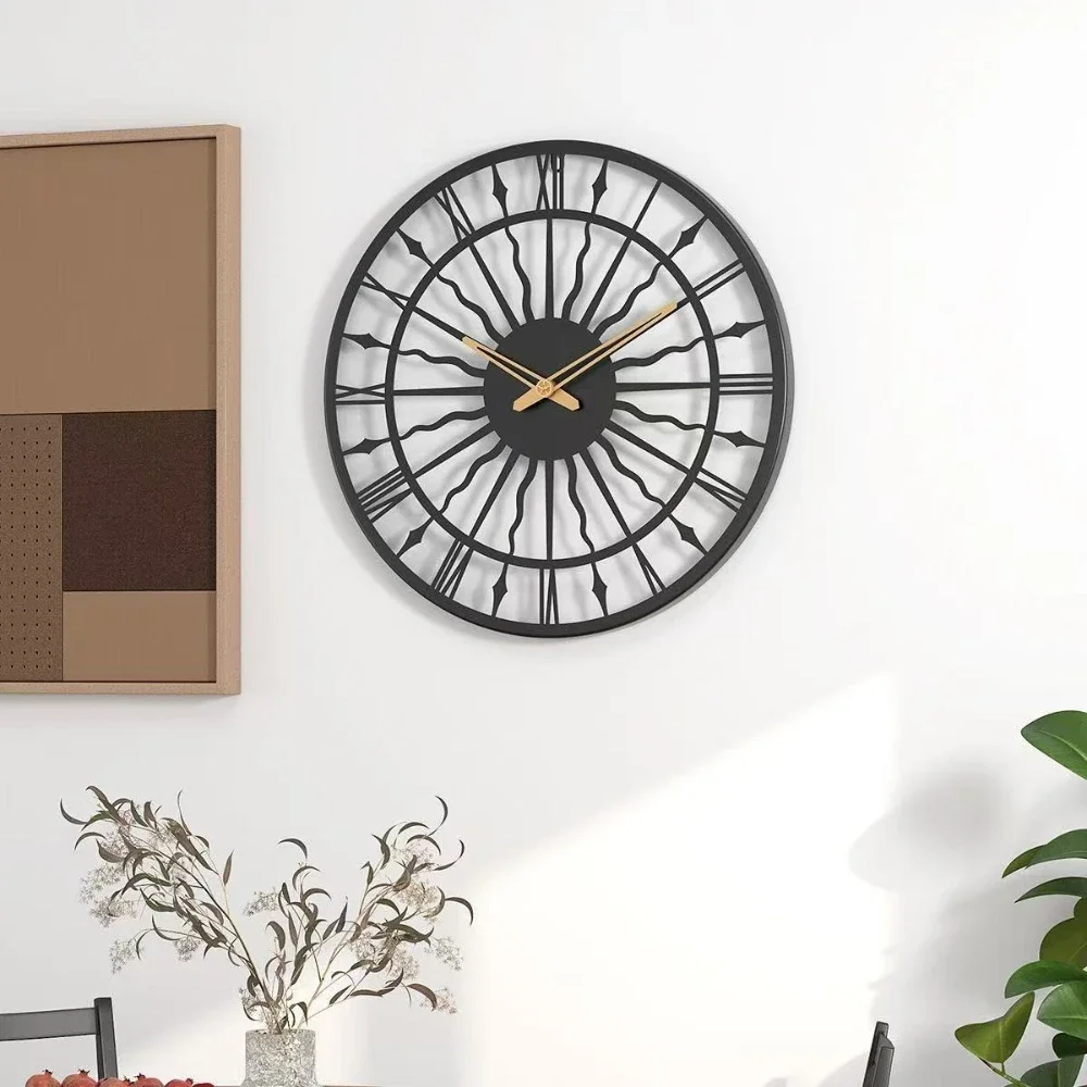 Retro 40cm European Roman Digital Iron Wall Clock Home Decoration Living Room Study Dining Room Silent 16 Inch Metal Wall Watch