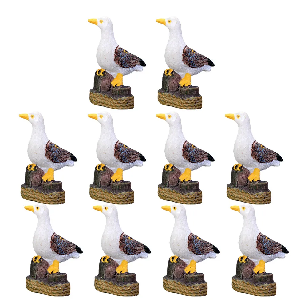 10Pcs Seagull Bird Statue Resin Ocean Bird Sculpture Calming Nature Decor for Garden Shelf Bedside Table Small Space Aesthetic
