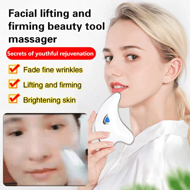 Home beauty trument facial lifting microcurrent massage heating electric scraping trument