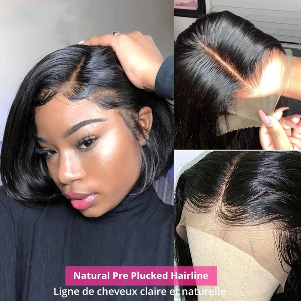 13x4 HD Lace Frontal Wigs Straight Short Bob Wig Human Hair Wigs For Women Brazilian Pre Plucked 4x4 Lace Front Human Hair Wig