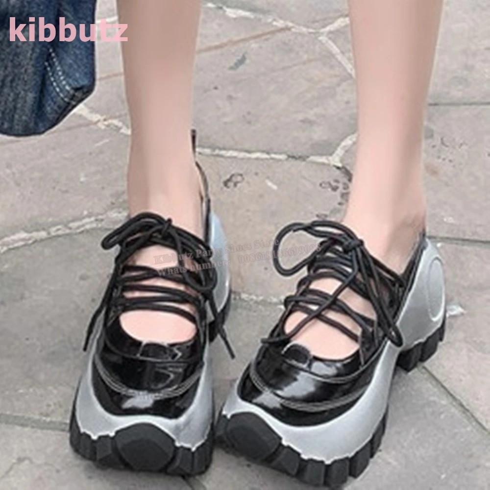 Ballet Lace-Up Pump Sneaker Fashion Elegant Sexy Party Dress Platform Round Toe Height Increasing Solid Color Women Shoes Newest