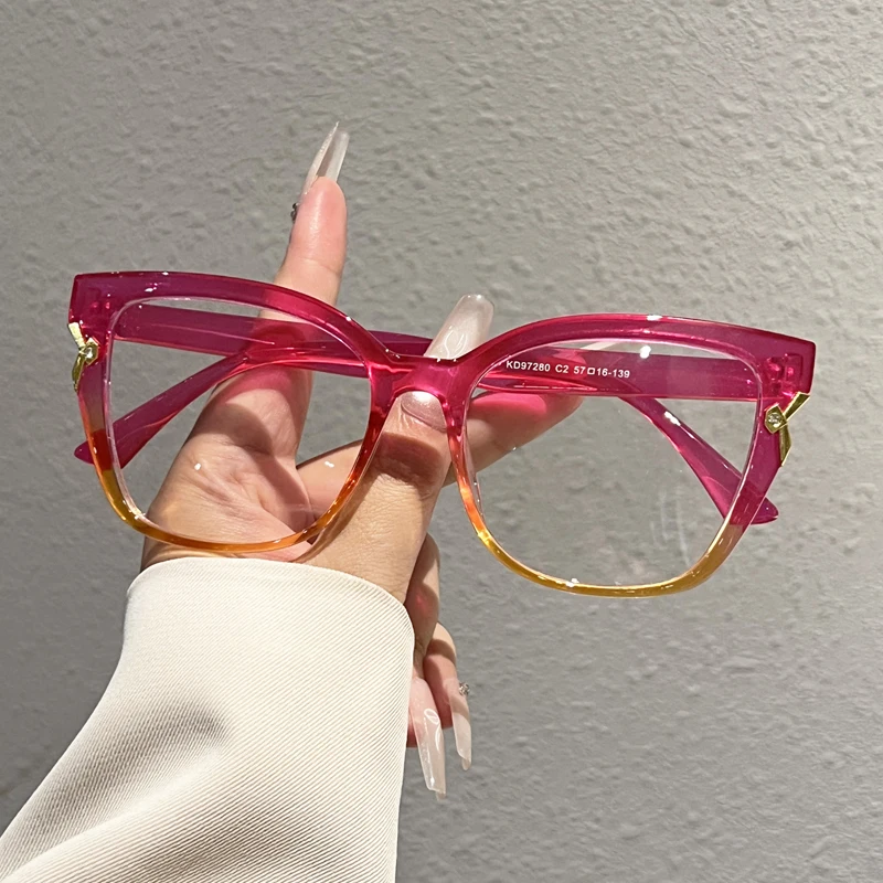 KAMMPT Oversized Glasses with Rhinestones Women 2026 Fashion Multi-color Optical Frames Trendy Brand Design Casual Decor Eyewear