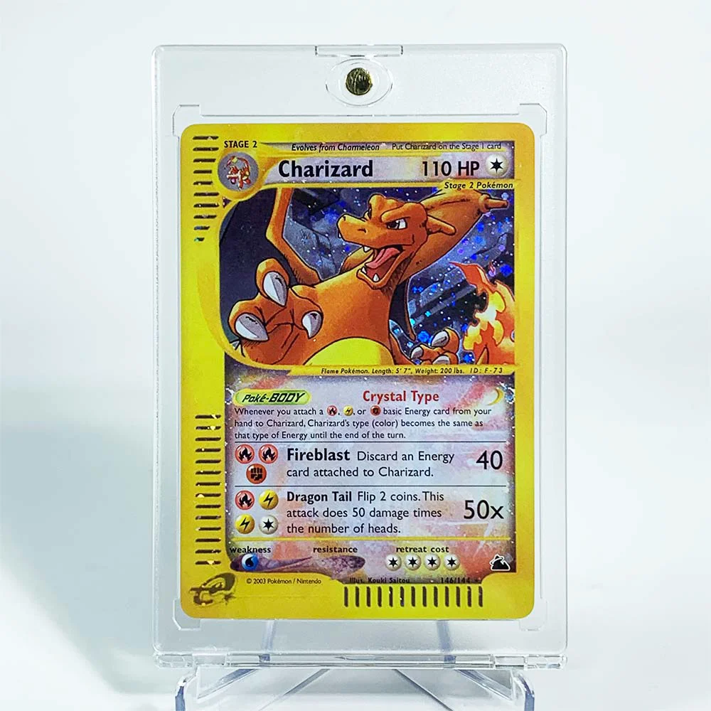 

1996 1st Edition Pokemon Collection Cards with Magnetic Card Holder Charizard Blastoise Lugia PTCG Game Proxy Cards Toys Gifts