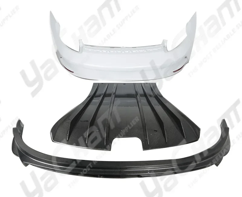 Portion Dry Carbon Fiber Rear Bumper With Rear Lip Diffuser Fit For 2019-2021 911 992.1 Carrera & S & 4 & 4S GT3 Style Bumper