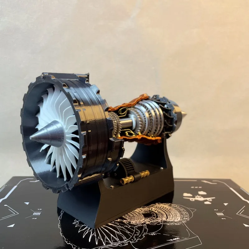 23.5CM TR900 Small Turbofan Engine Model DIY Kit Exquisite High Speed Rotation Turbofan Engine Assembly Toy Kit
