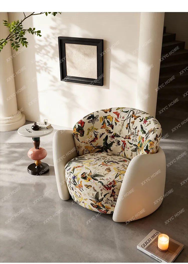 X-S Discount   minimalist   single sofa chair pastoral fabric balcony living room premium leisure chair HG