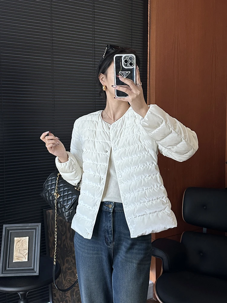 

Мягкое белое пуховое пальто Jaet с жемчужным блеском, универсальное высококачественное теплое женское зимнее пальто MEQA5356 MEHOMEYANG