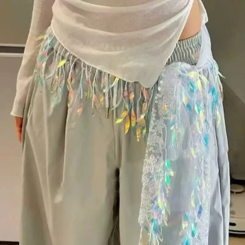 Pearl Fashion New Jazz Dance Fart Curtain Jzza Street Dance Waist Towel Tassel Sequin Hip Towel Hip Hiphop All-Match Belt Trendy