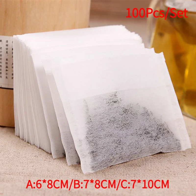 100Pcs Non-woven Disposable Empty Teabag Filter Herb Tea Infuser Strainer Supply‘