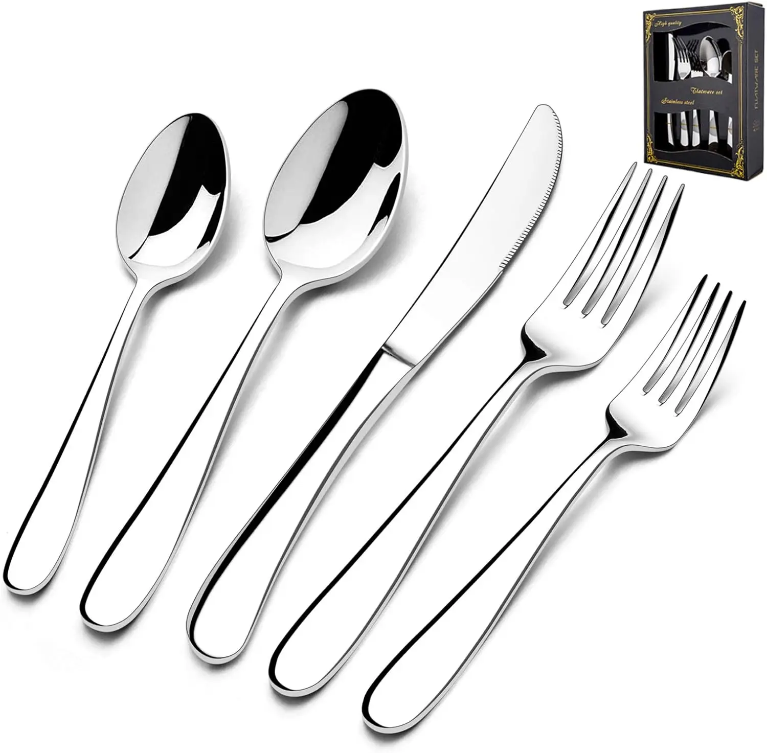 

60-Piece Stainless Steel Flatware Set for 12, Heavy Duty Cutlery with Knife Fork Spoon, Dishwasher Safe Tableware