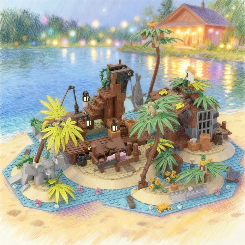 

Набор строительных блоков MOC «Остров пиратов Барракуда-Бэй», 736 деталей, креативный подарок для самостоятельной сборки, декоративная модель премиум-класса для взрослых и детей