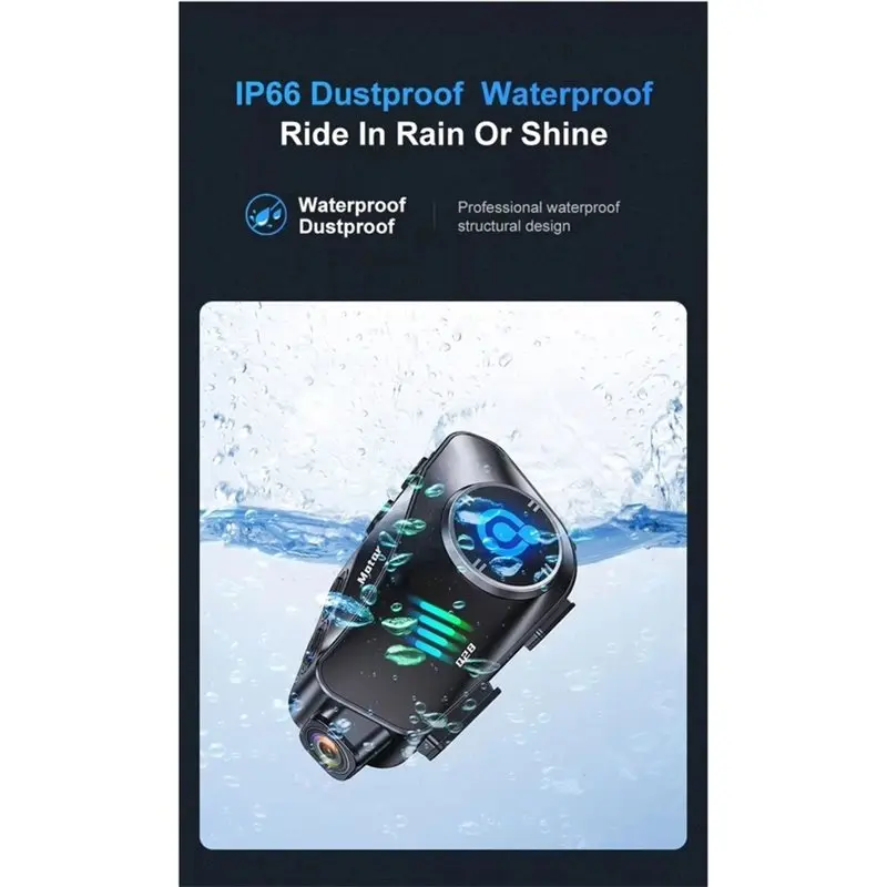 Motorcycle Helmet Headset Camera 1080P Stereo Bluetooth Hands Free Call Waterproof Moto Earphone