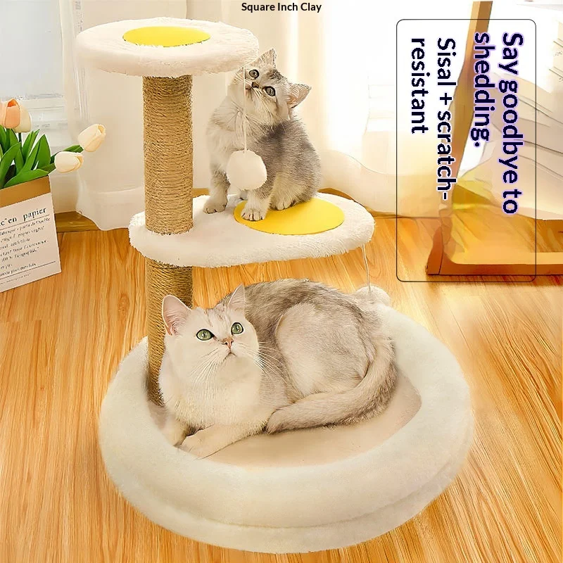 Árbol rascador de sisal con cama antiarañazos y multinivel para gatos - imagen 2