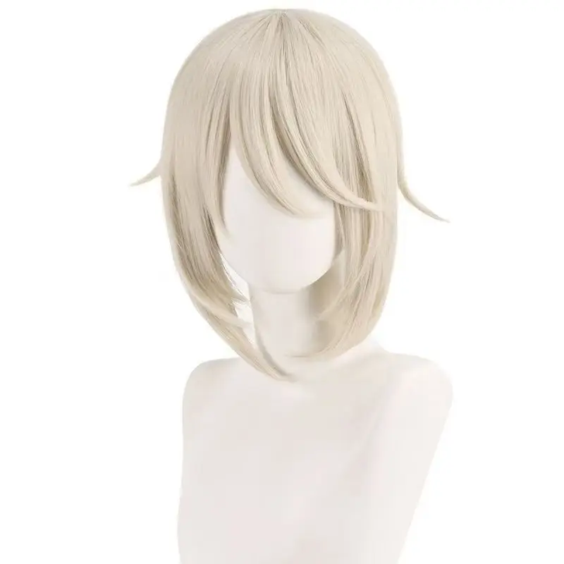 Game Identity V Edgar Valden Cosplay Wig Light Blonde Short Ponytail Wig Painter Cos Hair for Halloween Comic Con Role Play