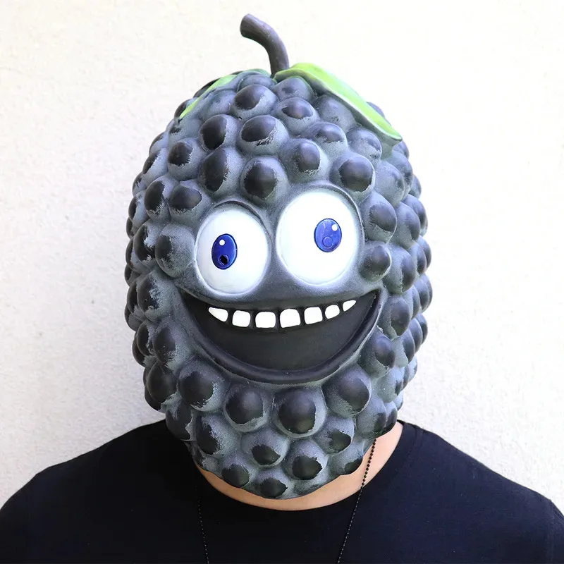 قناع الأناناس الجدة هالوين تأثيري الفاكهة اللاتكس ماسكارا كامل الوجه مضحك خوذة التنين الفاكهة العنب دوريان زي التبعي