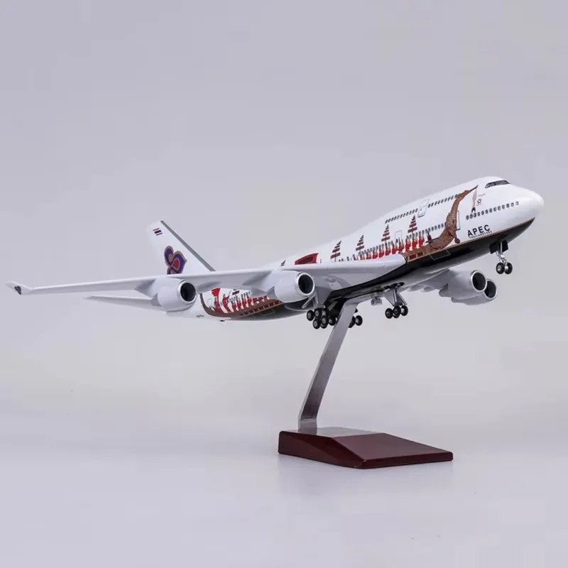 47CM 1:150 Scale Airplane Model Toys Thai Airways Dragon B747 Diecast Resin Aircraft with Light Wheel Gifts Display Collection