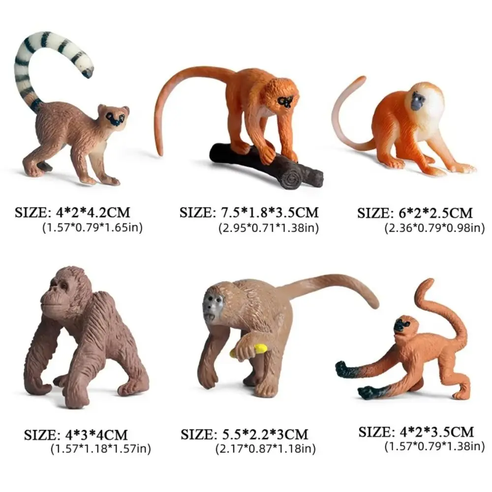 Animali selvatici Scimmia Action Figures Materiale PVC Modello di scimpanzé in miniatura Educazione Decorazioni per la casa Modello di gorilla orangutan Giocattolo per bambini