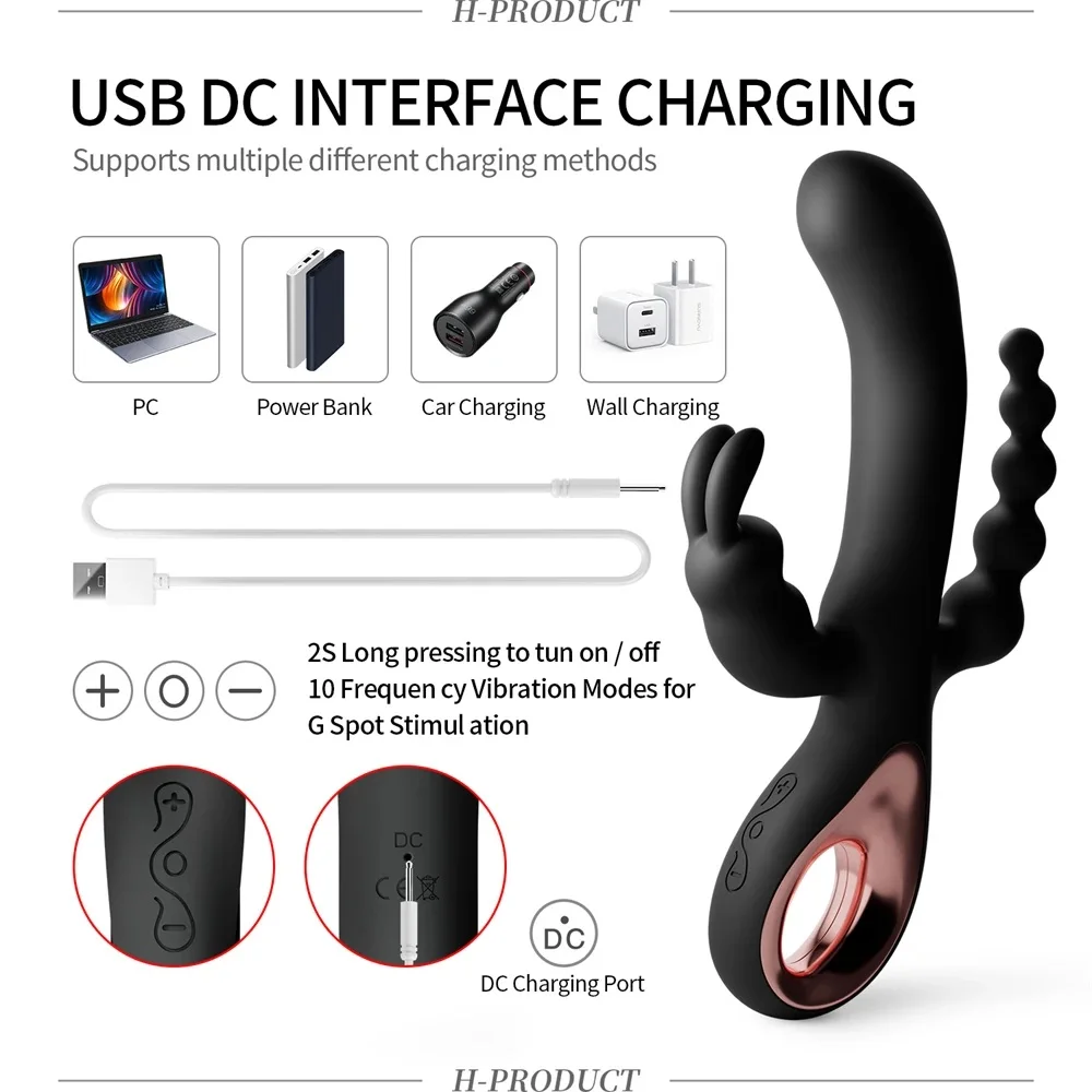 10 تردد سيليكون أرنب هزاز للنساء محرك مزدوج البظر و G-بقعة محفز USB قابلة للشحن لعبة هزاز هادئة