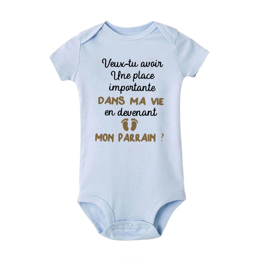 Do You Want To Becoming My Godfather Newborn Baby Clothes Ask Parrain Toddler Jumpsuits Boy Girl Bodysuits Short Sleeve Outfits